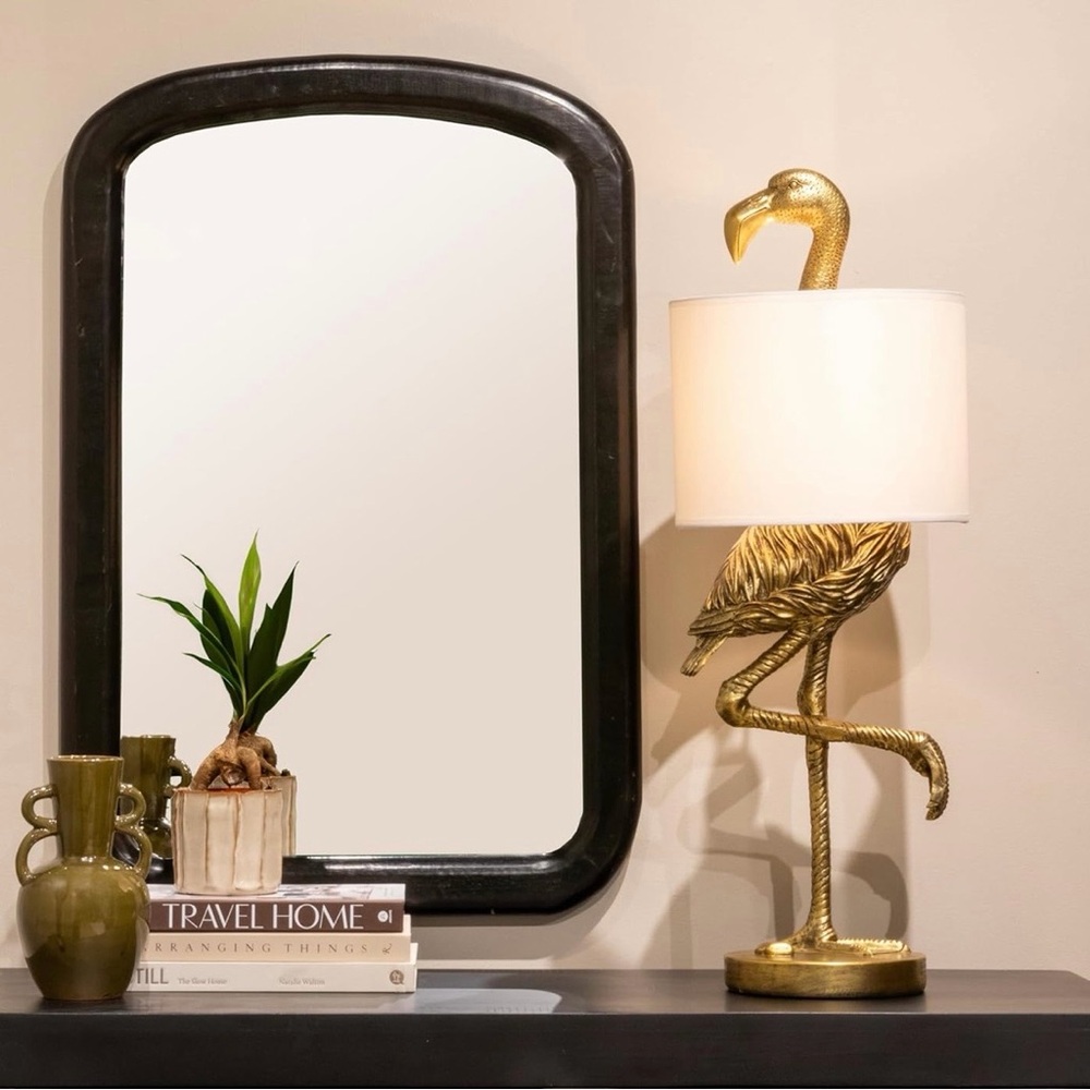 NEW Anthropologie Large Gold Boho Flamingo Table Lamp Lighting Art Deco Set 32" - Picture 5 of 9